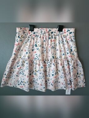 NWT Hibluco Floral Ruffle Mini Skirt XL Cottagecore Boho Summer Layered Flowy